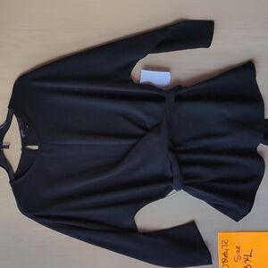 Black long-sleeved Top with a belted waist. XS Size